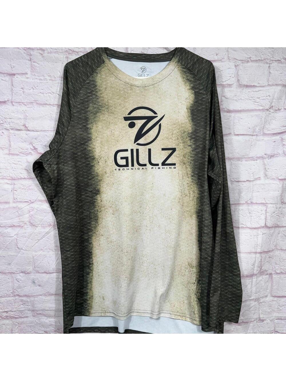 Gillz Technical Fishing Shirt Men’s XL Long Sleeve Performance UPF Fish Print